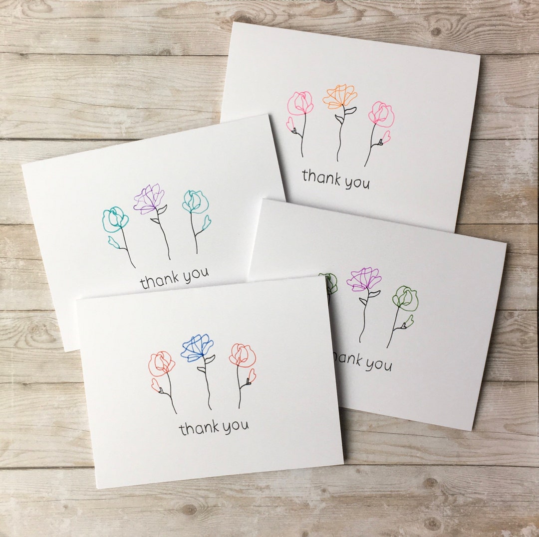 Floral Thank You Card Set - Etsy