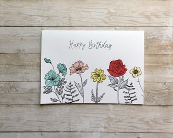 Happy Birthday Flowers Card