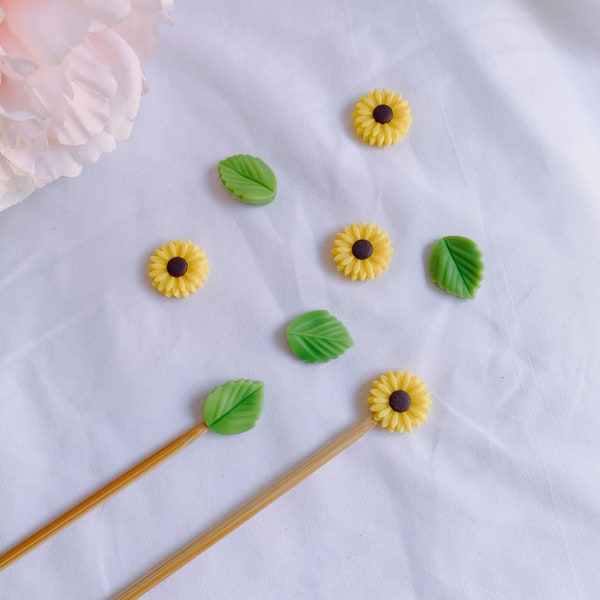 Knitting Needle Stoppers / Needle Point Protectors / Needle Caps - sunflower