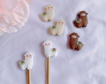 Knitting Needle Stoppers / Needle Point Protectors / Needle Caps - Alpaca