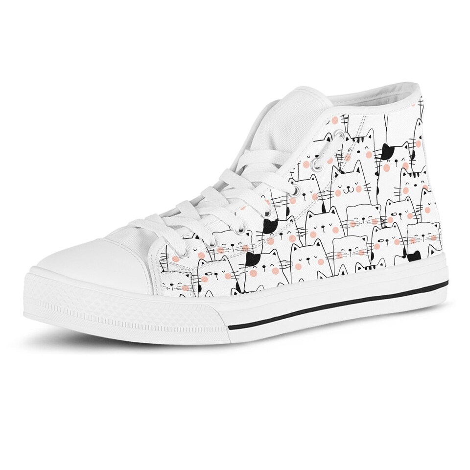 Cute Cat High top Shoes, Custom Kitty Shoes