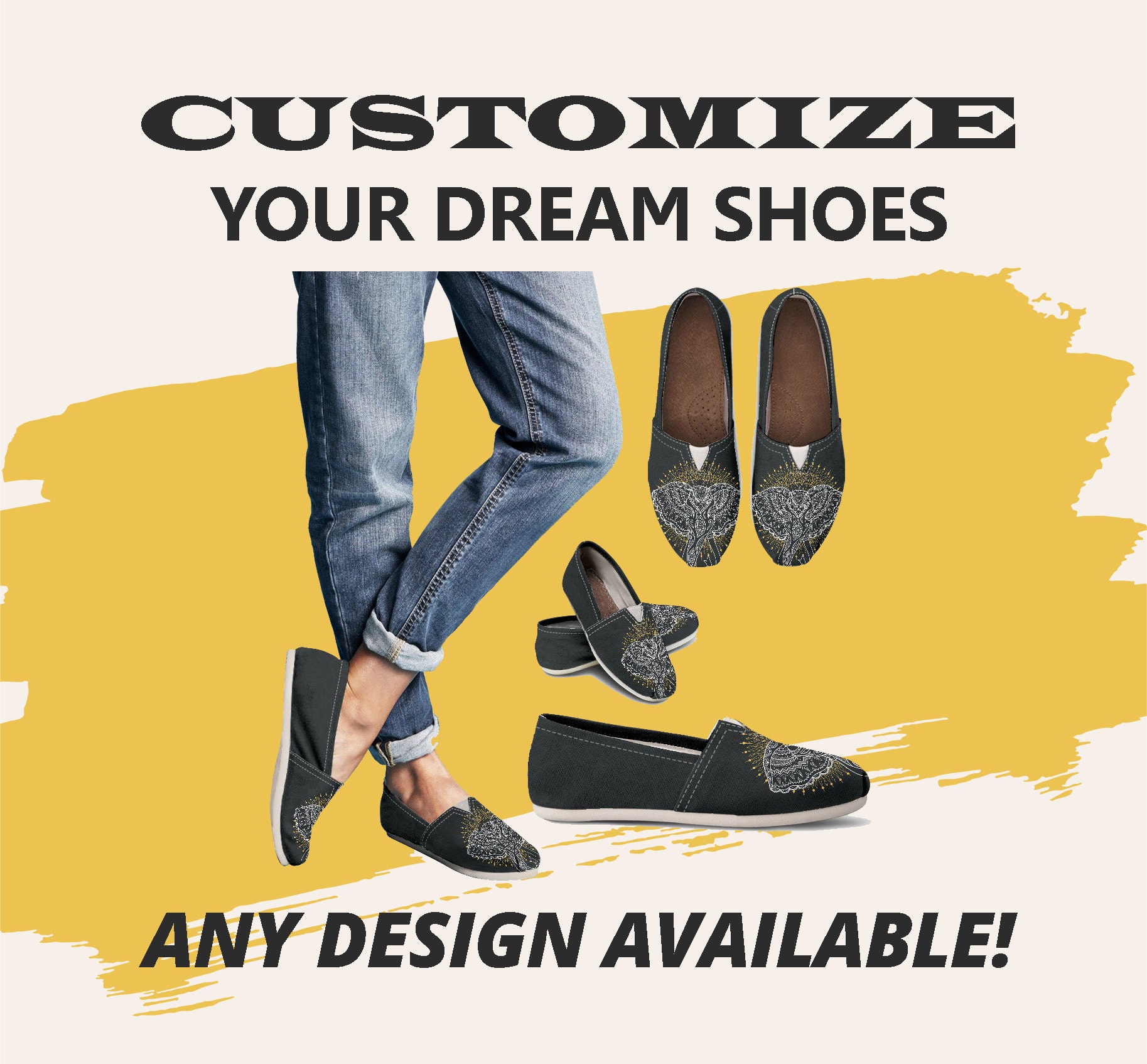 Elephant Abstract Casual Women Shoes Handmade Women Shoes - Etsy
