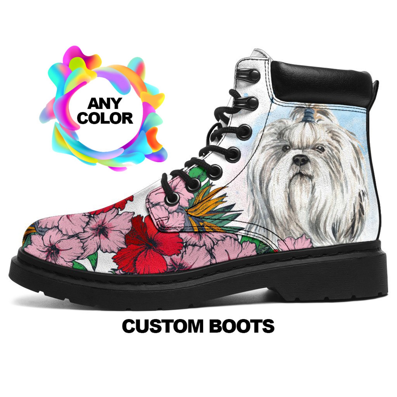 Shih Tzu Boots Shih Tzu Lovers Custom Picture Animal Etsy
