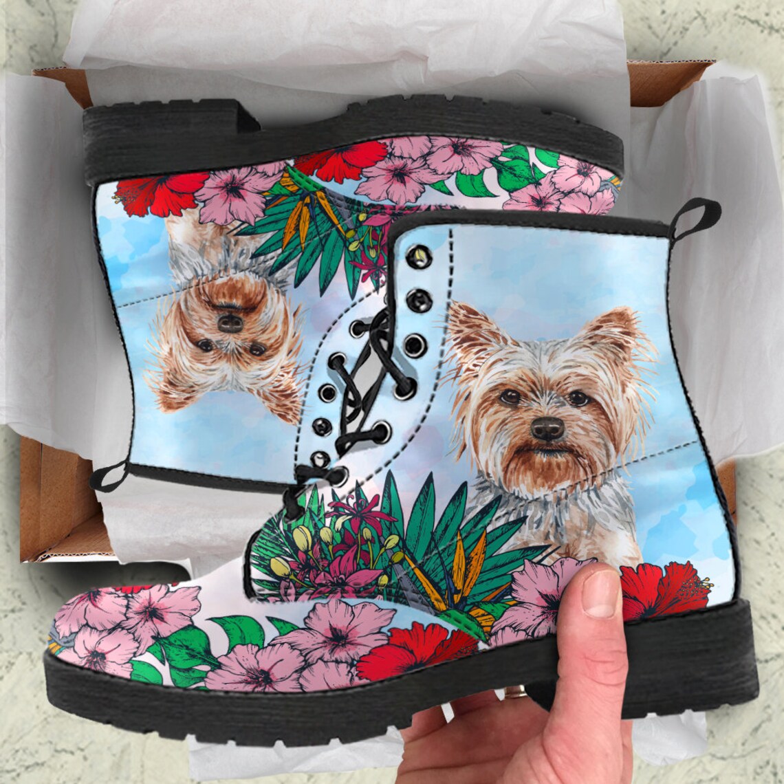 YORKSHIRE TERRIER BOOTS Yorkie Lovers Custom Picture Animal Etsy UK