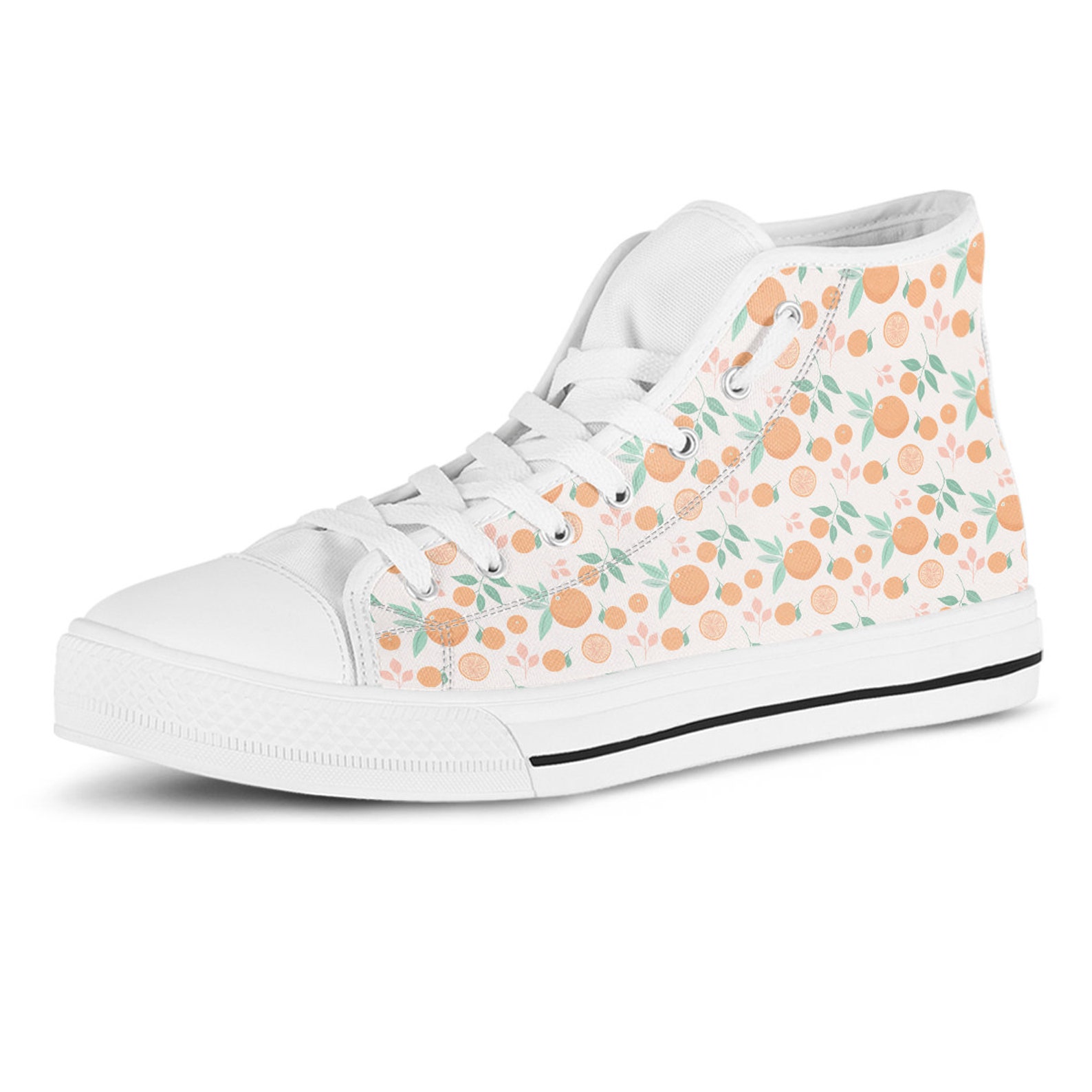 Orange High top Shoes Fruit Shoes Women Sneakers Cute | Etsy
