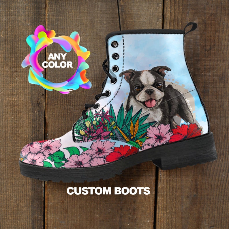 Boston Terrier BOOTS Boston Terrier Lovers Custom Picture Etsy