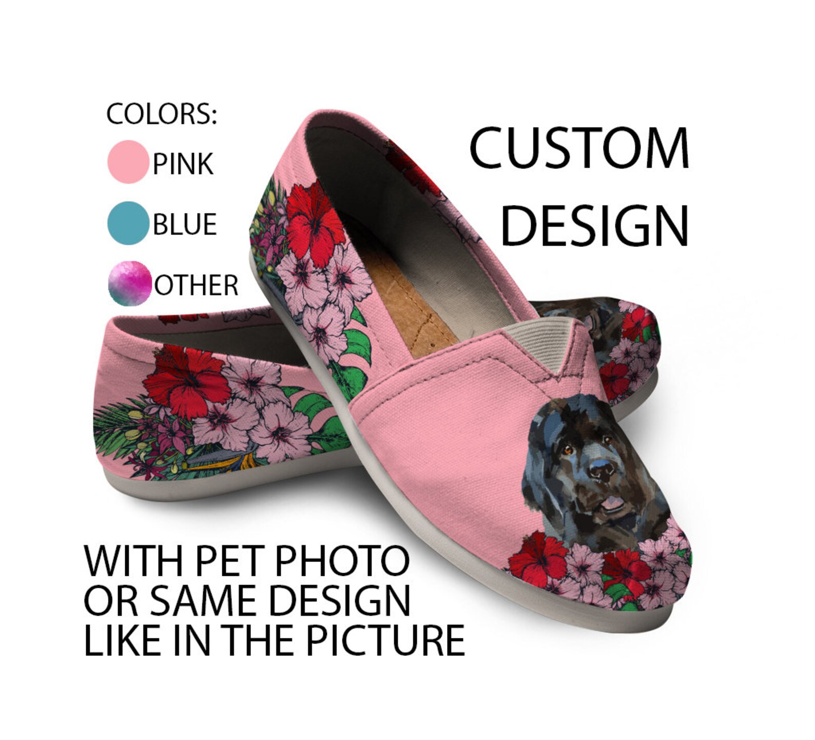 Newfoundland Shoes Custom Picture dog lovers Animal lovers Etsy