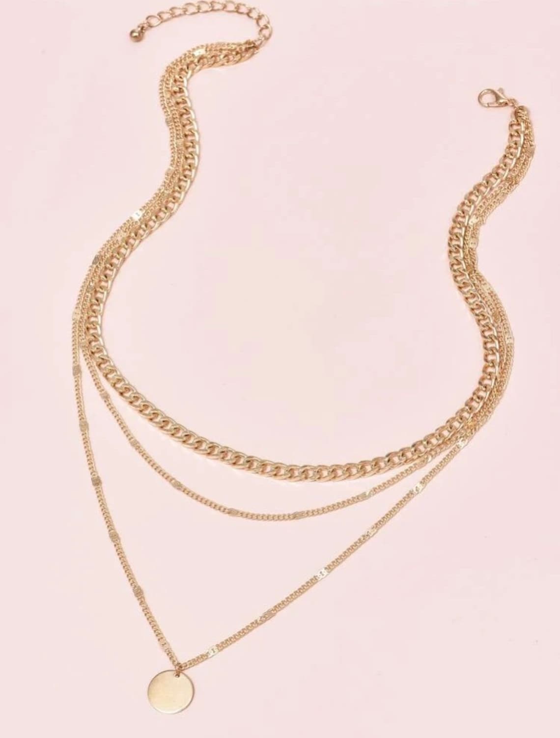 Disc Charm Layered Necklace Necklace Chain Gold Necklace Etsy