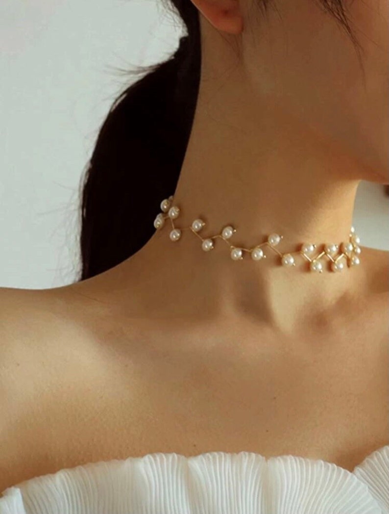 Pearl Choker, Pearl Necklace, Elegant Pearl Choker Necklace, Vintage Pearl Choker, June Birthday Stone Jewelry, Classic Pearl Choker