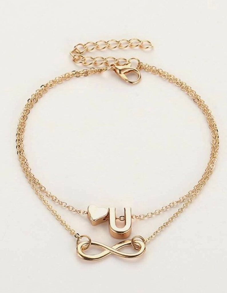 Heart & Infinity Layered Bracelet Minimalist Gold Bracelet - Etsy