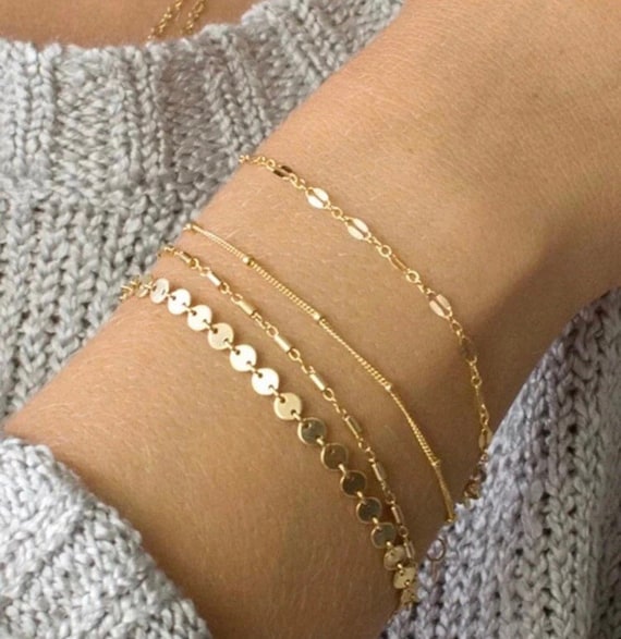 Buy A2S2 Punk Adjustable Simple Gold Chain Vintage Bracelet Bangle  Minimalist Fashion Jewellery Gift for Girls and Women Bracelet (Gold) at  Amazon.in