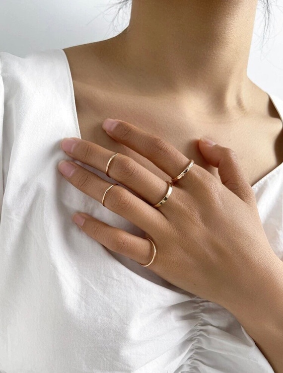 Conjunto de anillos minimalistas de 5 piezas conjunto de anillos