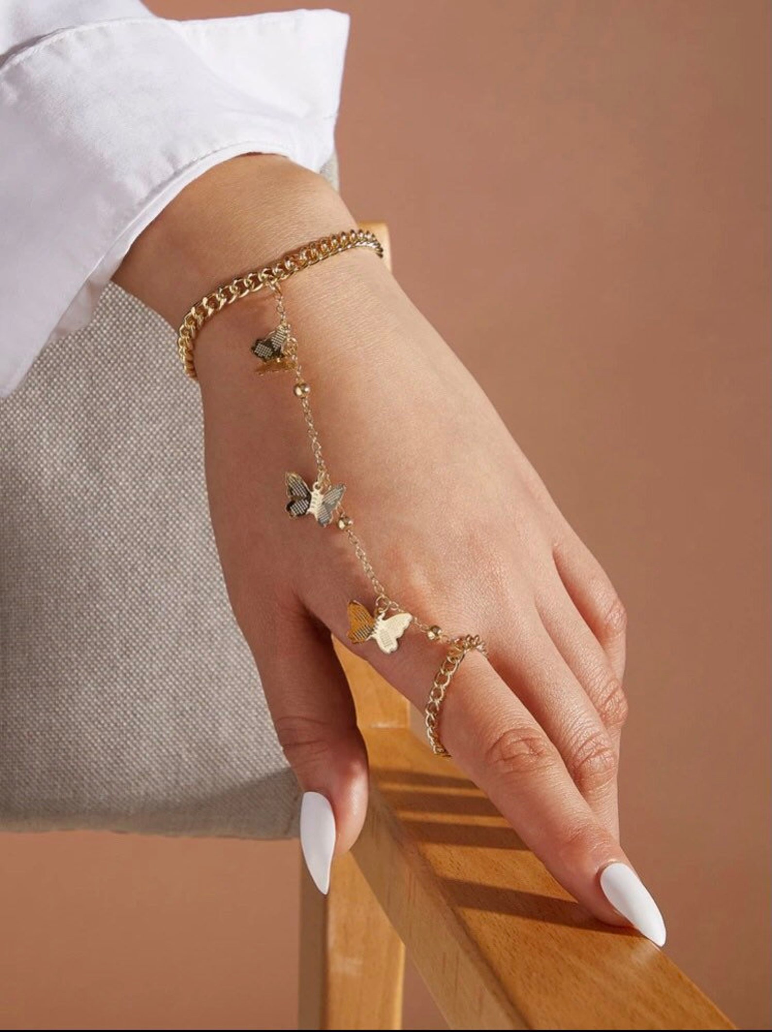 Gold Butterfly Ring Bracelet Sahmeran Bracelet Boho Style Etsy