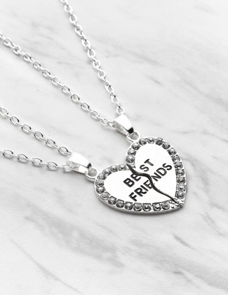 BFF Heart Necklace for 2 Split Heart Best Friend Necklace Etsy