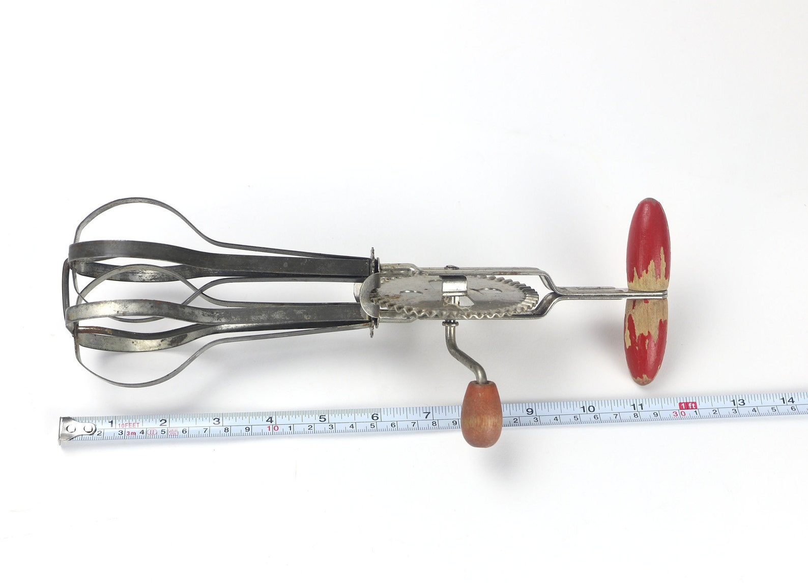 Vintage A&J Egg Beater Hand Crank Red Wooden Handle 12 Etsy