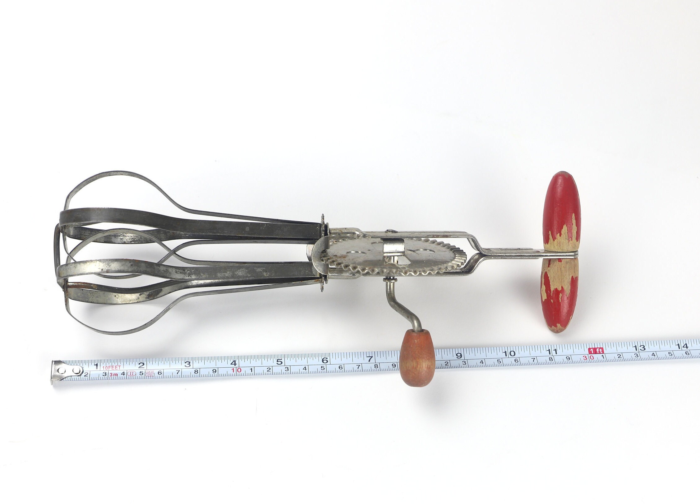 Vintage A&J Egg Beater Hand Crank Red Wooden Handle 12 Etsy
