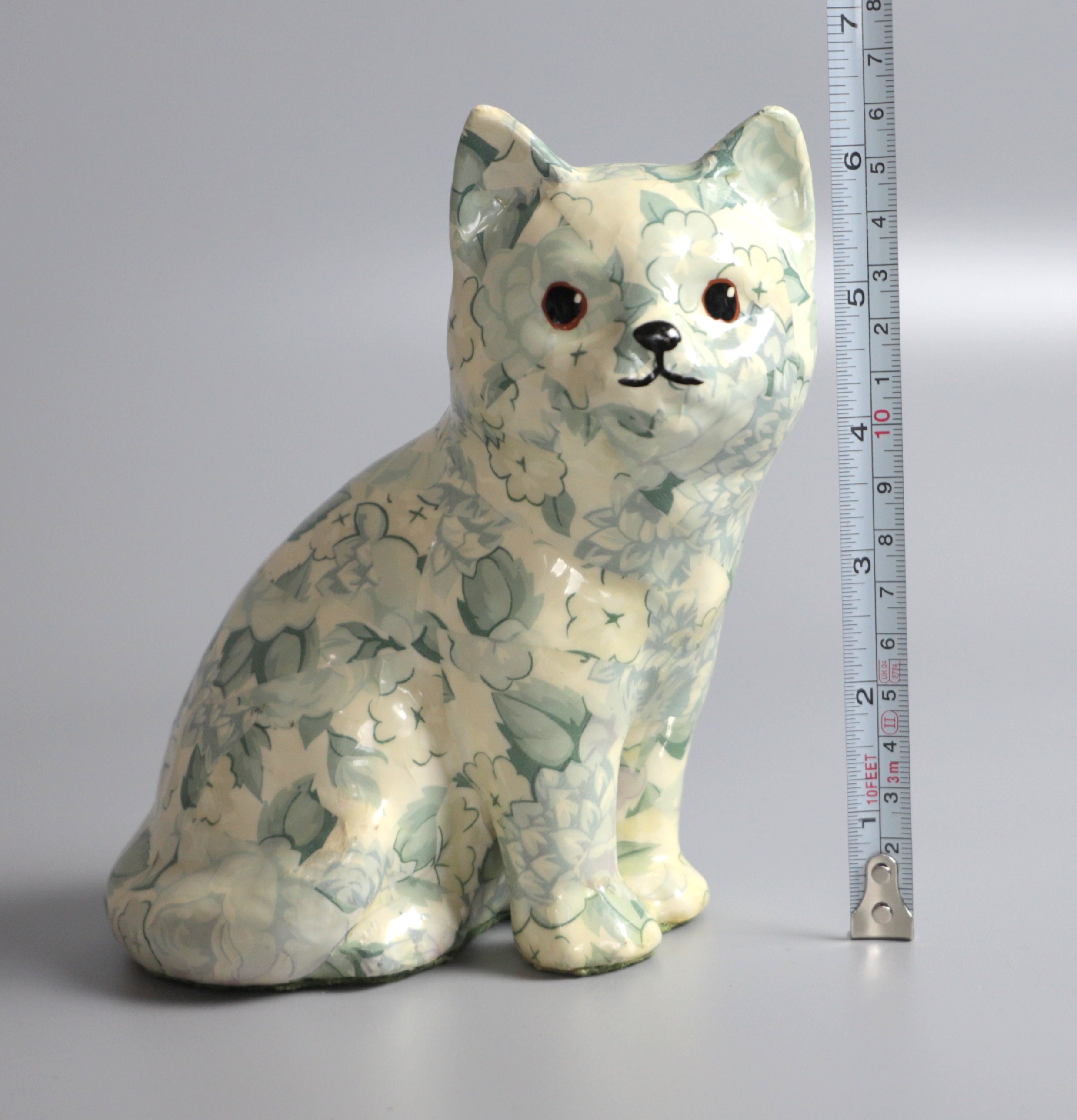 Vintage 6 Cat Floral Figurine With Green Felt Bottom Etsy