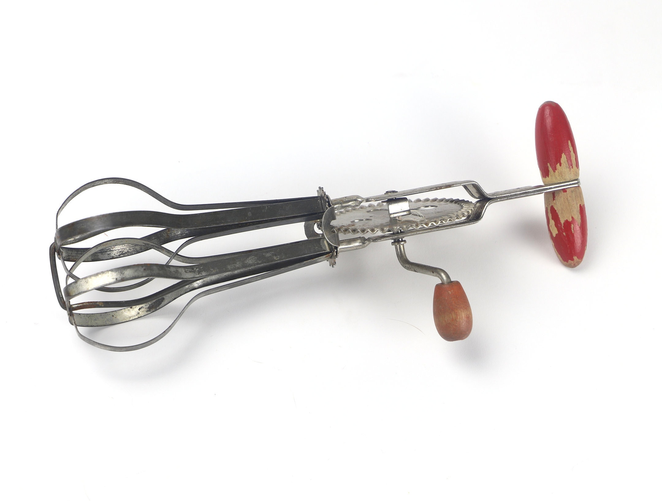 Vintage A&J Egg Beater Hand Crank Red Wooden Handle 12 Etsy