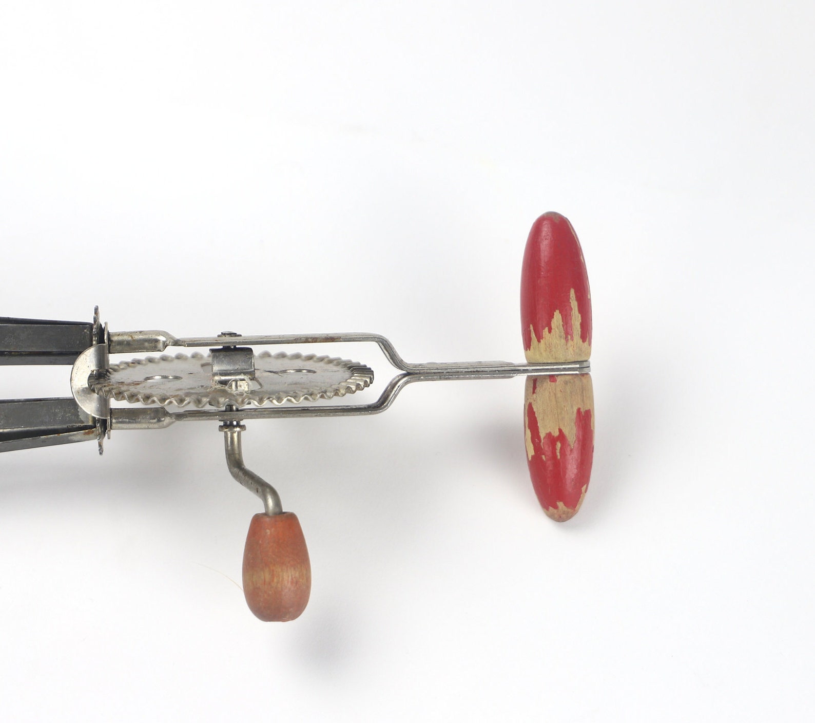 Vintage A&J Egg Beater Hand Crank Red Wooden Handle 12 Etsy