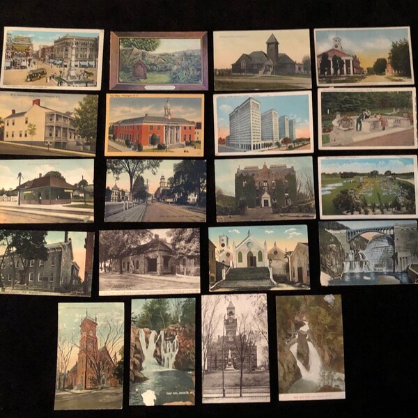 Antique Postcards, Original, Handwritten, Stamped, Postmarked, Colorful, Lot of 20, Various Places in United States, Bermuda, Ireland