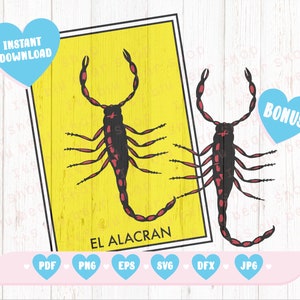 El Alacran SVG Loteria Mexicana SVG Cartão Clássico Silhueta Cameo, Cricut pronto, Cartão Loteria Mexicana Svg