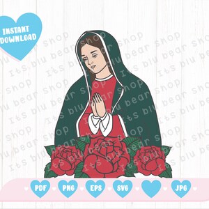 Virgin Mary Svg, Mother Mary Vector, Mary Mother of God, Christian Svg | Church Svg, Catholic SVG Religious Svg, Virgen De Guadalupe Svg