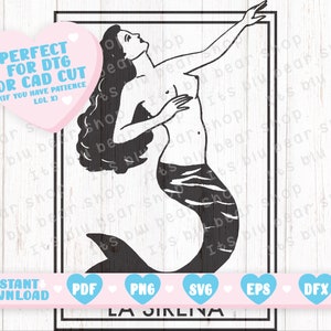 La Sirena SVG Mexican Loteria SVG Classic Card Silhouette Cameo, Cricut ready, Perfect for DTG, Mexican Loteria Card Svg