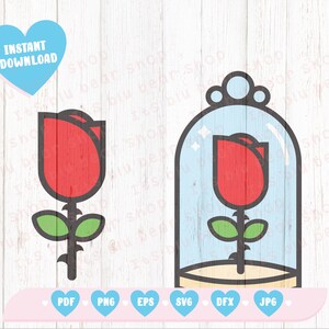 Rose Svg Dxf Eps Pdf Png, Cricut, File di taglio, Vettore, Clipart Simple Rose svg Glass Dome svg Princess svg