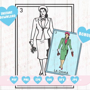 La Dama SVG  Mexican Loteria SVG  Cricut ready, Loteria Card Svg eps Pdf La Dama Card Digital download