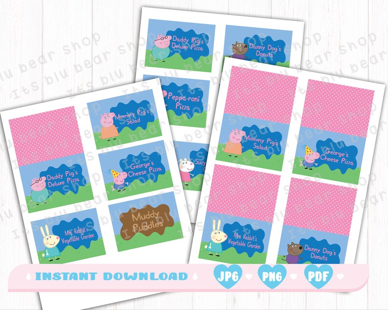 Peppa Pig Printable Food Labels Place Cards for a Birthday - Etsy