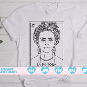 Frida Svg ,  Kahlo PNG , Loteria JPG print, Loteria Png Digital download