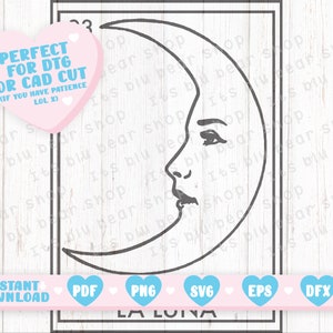 La Luna SVG Mexican Loteria SVG Classic Card Silhouette Cameo, Cricut ready, Perfect for DTG, Mexican Loteria Card Svg