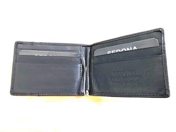 Leather Money Clip Wallet with Outside Window
