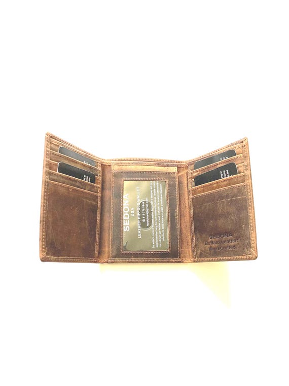SEDONA® Large Trifold Wallet, Vintage look, Buffalo Leather