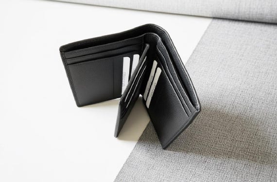 RFID Protected Bifold Leather Wallet with Center Flap