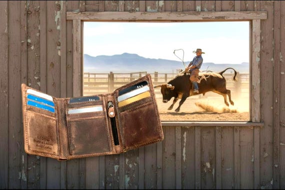 Buffalo Leather Trifold Wallet with Zipper in Cash Compartment