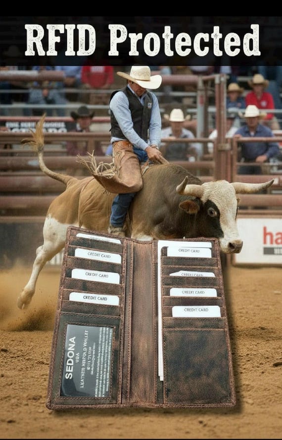 Long Rodeo Wallet Buffalo Leather RFID Safe