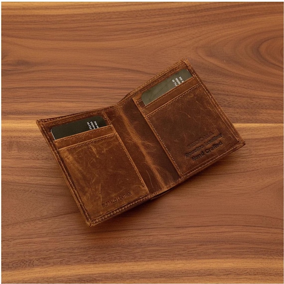 Buffalo leather Minimalist wallet Cash Compartment