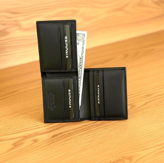 L Shaped RFID Leather Wallet with 9 card slots