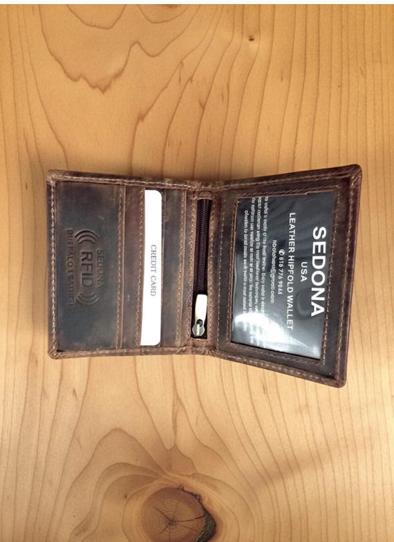 Buffalo Leather Credit Card Case with Zipper