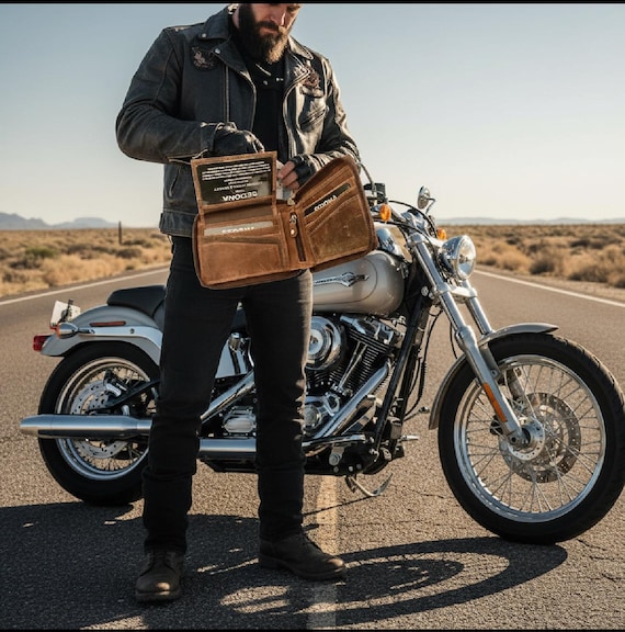 RFID Protected Buffalo Leather Zipper Wallet with Vintage look