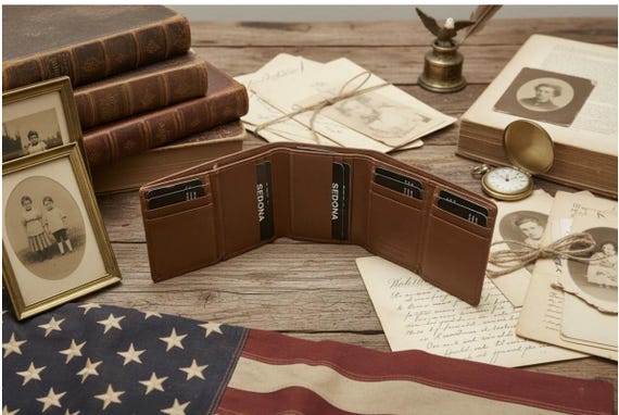 Five Fold Cowhide Leather Wallet in Cognac Color