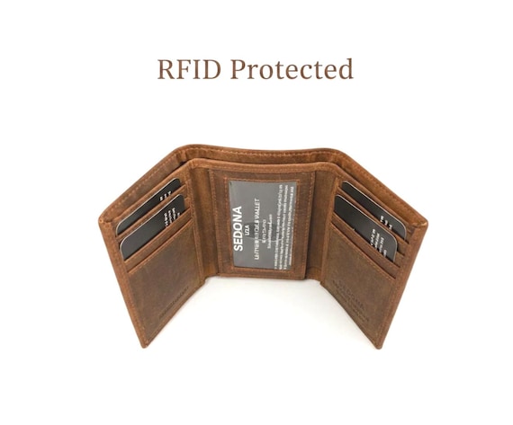 Rugged Full Grain Buffalo Hide Tri-Fold Wallet – Handmade Mens Wallet with 8 Card Pockets