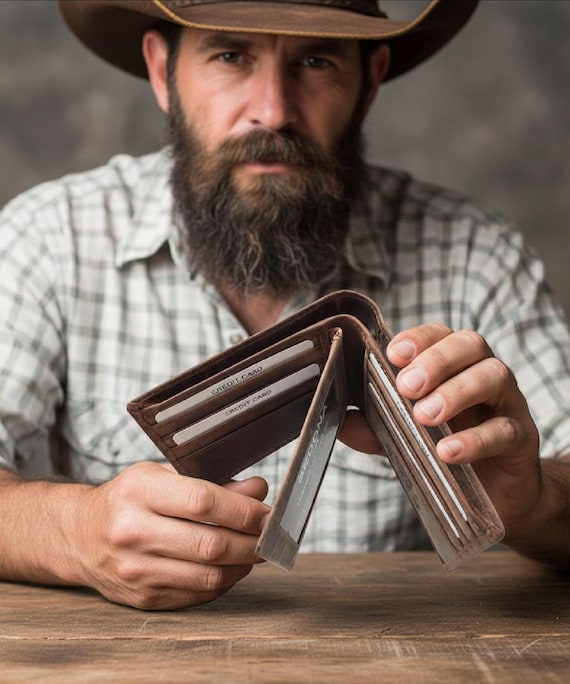 RFID Protected Buffalo Leather Wallet with center flap