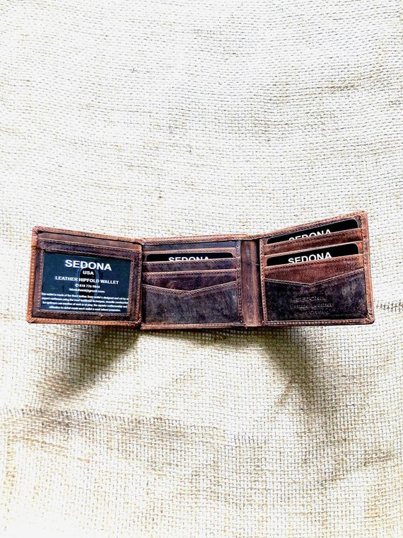 SEDONA® Bifold Wallet with 2 license Windows, Buffalo Leather Vintage look RFID Protection