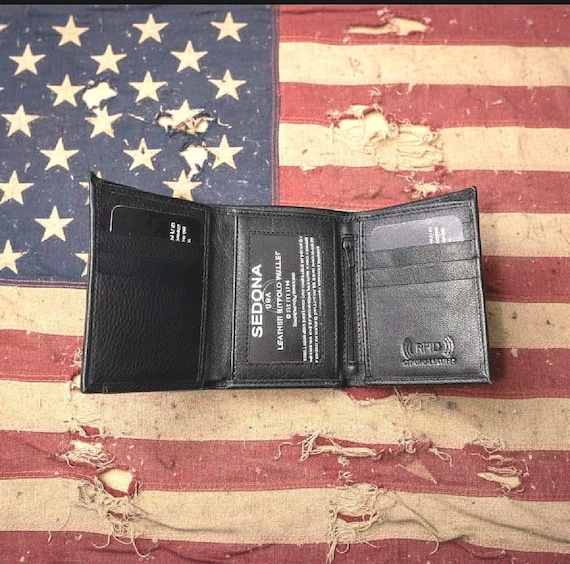 Handcrafted Leather Trifold Wallet with Removable Card Case & RFID Blocking