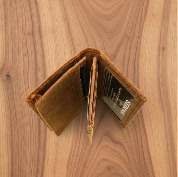 Buffalo Leather Business Card Case with center flap