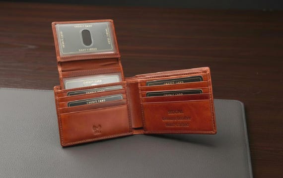 RFID Bifold Leather Wallet with Pullout License holder
