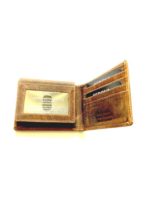 SEDONA® Buffalo Leather Bifold Wallet with 3 Windows, Vintage Look