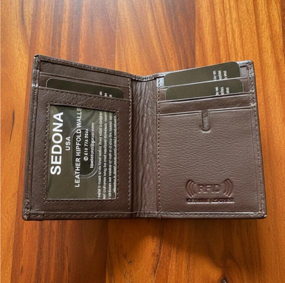 Leather Minimalist Credit Card Case, 4 card slots, 2 ID Windows